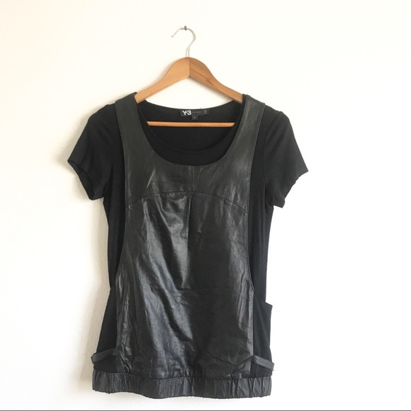 Yohji Yamamoto Tops - Y-3 Yohji Yamamoto Leather Vest Shirt Sz L *NWOT*